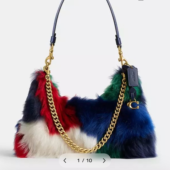 Coach NWT Juliet Shoulder Bag 25 With Multi Shearling Patchwork CW646 - Picture 15 of 16